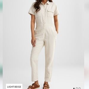 Outerknown Women's Light Beige Short Sleeve Jumpsuit Size S NWT